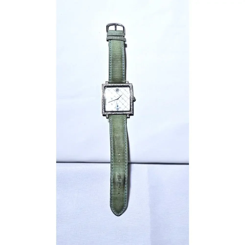 Victoria Weick of Beverly Hills Womens Wrist Watch Green Band Silver Case